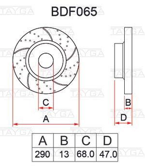 Диск тормозной задний перфорированный, слотированный NISSAN QASHQAI II (J11, J11_) BDF065 Tayga
