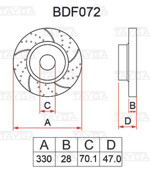 Диск перфорированный, слотированный BDF072 Tayga