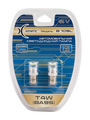 СВЕТОДИОДЫ T4W (BA9S)  XENITE  B109L (Яркость 90Lm) (блистер 2 шт.) Гарантия 1 год 1009354 Xenite
