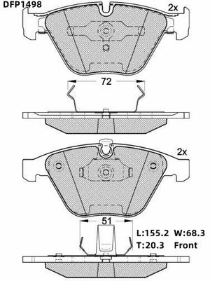 Тормозные колодки дисковые BMW 5(E60) 04- dfp1498 Double Force