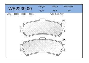 Колодки тормозные дисковые задние Nissan Sunny 1970-1982, Almera 2012-, Pulsar I седан 1995-2000 WS223900 Jeenice