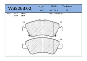 Колодки тормозные дисковые передние TOYOTA AURIS 26>, AURIS VAN 27 ws228800 Jeenice