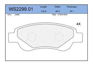 Колодки тормозные дисковые передние CITROEN C1 2005-/ PEUGEOT 107 2006- WS229901 Jeenice
