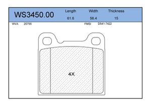 Колодки тормозные дисковые перед WS345000 Jeenice