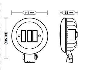Фара светодиодная круглая, рассеянный свет, 6 диодов 30W (115*55*135) ae30r6led55pc Автоэлектрика