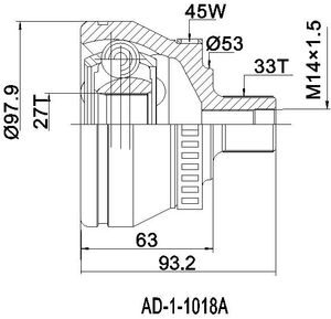 ШРУС наружный ккт ad11018a ODM