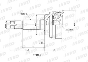 ШРУС внешний 2622  перед правлев 329184 Inko