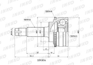 ШРУСвнешний26/23ABS48|передправ/лев| 329185a Inko