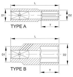 Торцев головка 11мм 1/2" 6-гр глубокая хром LICOTA n4011l Licota
