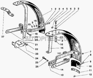 МТЗ Кронштейн крыла перед. 80-8403014 горизонт. не вед мост (шир. крыло) 808403014 МТЗ