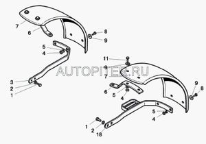 МТЗ Кронштейн крыла перед. 80-8403014 горизонт. не вед мост (шир. крыло) 808403014 МТЗ