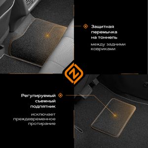 Коврик салонный ворс REZKON (черный) для LADA Sama 2539010100 Rezkon