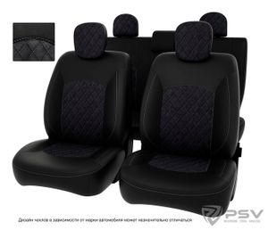 Чехлы Kia Ceed I 2006-2012 г. -  РОМБ /отстрочка серая, черная экокожа + серая алькантара "Оригинал" 131603 PSV