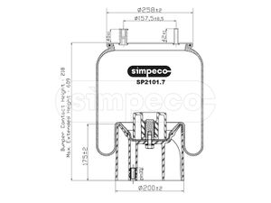 Подушка воздушная 4157NP09 со стаканом 1шп.M12.1шп-шт.M22 M12 ROR, WEWELER аналог 21222442 sp21017043 Simpeco