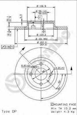 Тормозной диск 08.9621.14 Brembo