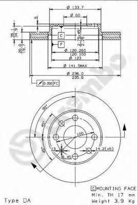 Тормо�зной диск 09.9607.14 Brembo