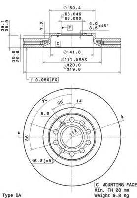 Тормозной диск 09.A598.11 Brembo