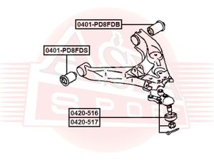 Сайлентблок рычага подвески 0401pd8fdb Asva