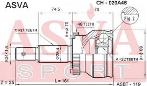 Шарнирный комплект CH020A48 Asva