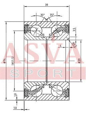Подшипник передней ступицы для Daewoo Nubira 2003-2007 dac39740039 Asva