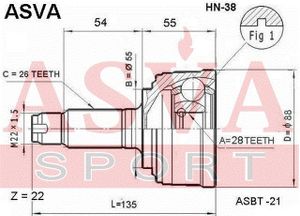 Шарнирный комплект HN38 Asva