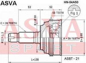 Шарнирный комплект HN54A50 Asva