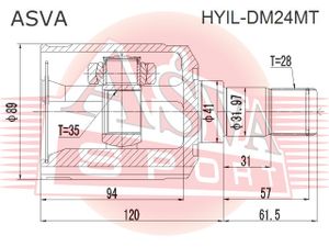 ШРУС внутренний, левый (передний) HYILDM24MT Asva