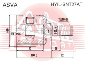 ШРУС внутренний левый HYUNDAI SONATA hyilsnt27at Asva