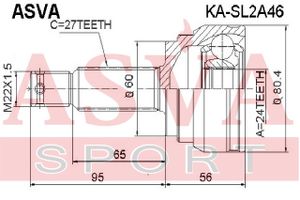 Шарнирный комплект KASL2A46 Asva