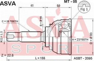 ШРУС наружный 23X50X25 MT05 Asva