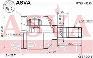 Шарнирный комплект MTIU5035 Asva