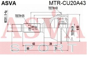 ШРУС наружный задний для Mitsubishi Outlander (CU) 2001-2008 MTRCU20A43 Asva