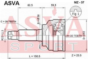 Шарнирный комплект MZ37 Asva