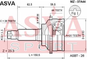 Шарнирный комплект MZ37A44 Asva