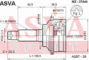 Шарнирный комплект MZ37A44 Asva