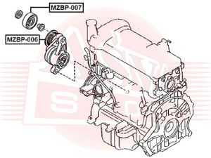 Ролик-натяжитель ручейкового ремня для Mazda Mazda 3 (BM/BN) 2013-2018 MZBP007 Asva