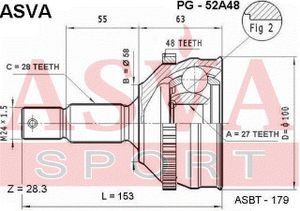 Шарнирный комплект PG52A48 Asva