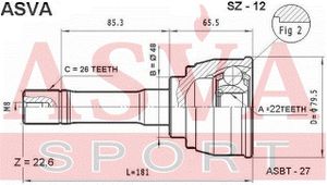 Шарнирный комплект SZ12 Asva
