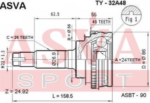 Шарнирный комплект TY32A48 Asva