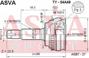 Шарнирный комплект TY54A48 Asva