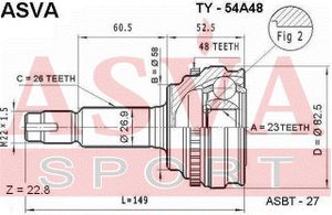Шарнирный комплект TY54A48 Asva