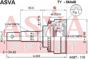 Шарнирный комплект TY56A48 Asva