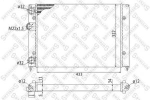 Радиатор, охлаждение двигателя 10-25068-SX Stellox