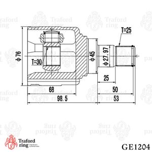 ШРУС внутренний правый, Lifan Solano (10-) 1.6i ge1204 Traford Ring