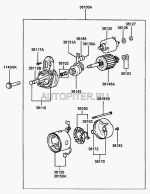 Втулка стартера передняя 3611211140 Hyundai-Kia