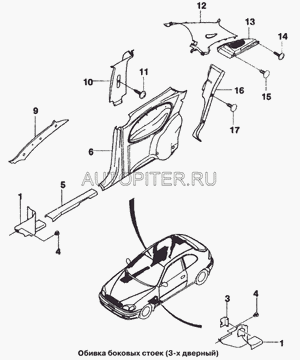 Облицовка передней стойки 96235980 General Motors