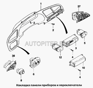ПАНЕЛЬ ЦЕНТРАЛЬНОЙ КОНСОЛИ САЛОНА 96255623 General Motors