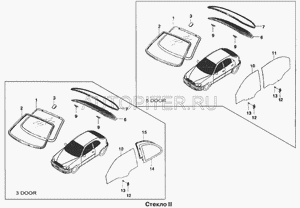 Стекло опускное LANOS (тонированное А01) 96304054 General Motors