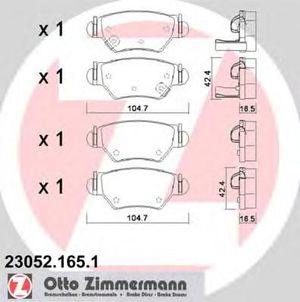 Колодки тормозные задние дисковые к-кт для Opel Zafira A (F75) 1999-2005 23052.165.1 Zimmermann