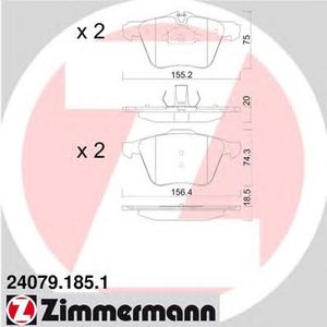 Комплект тормозных колодок, дисковый тормоз 24079.185.1 Zimmermann